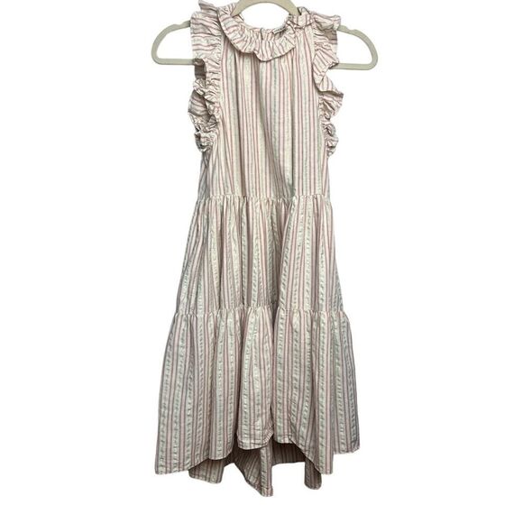 Ulla Johnson Tamsin Striped Cotton Ruffle Flutter Sleeve Dress Sz. 0 - Picture 5 of 10